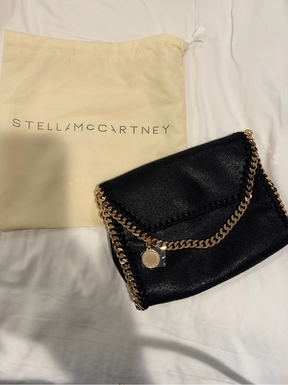 NWT Stella McCartney Falabella Black Fold-Over Chain Shoulder Bag